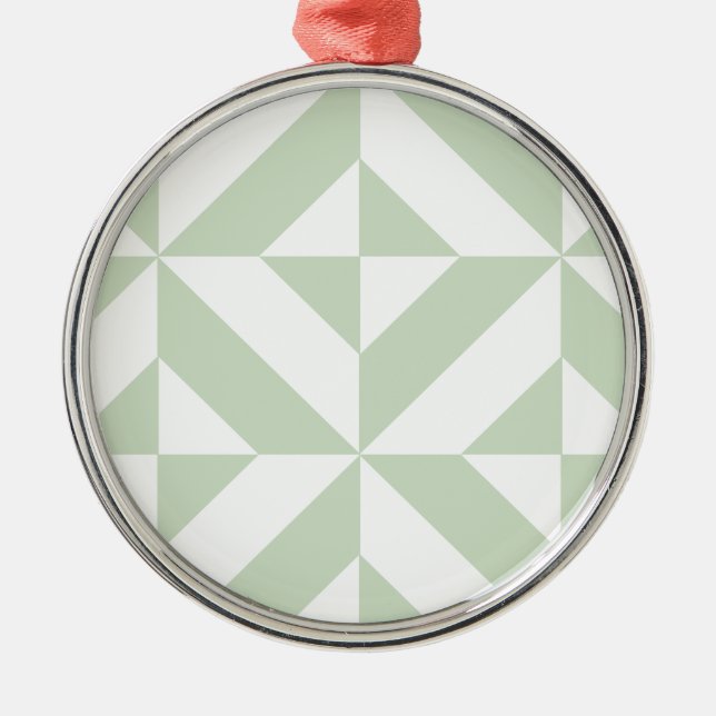 Sage Green Geometric Deco Cube Pattern Metal Tree Decoration (Front)