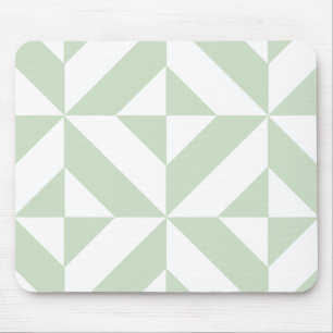 Sage Green Geometric Deco Cube Pattern Mouse Mat