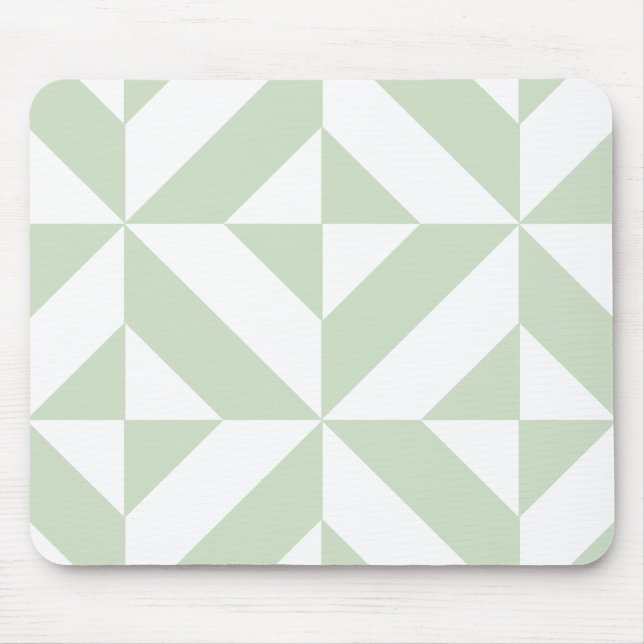 Sage Green Geometric Deco Cube Pattern Mouse Mat (Front)