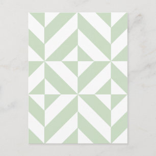 Sage Green Geometric Deco Cube Pattern Postcard
