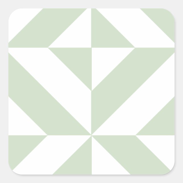 Sage Green Geometric Deco Cube Pattern Square Sticker (Front)