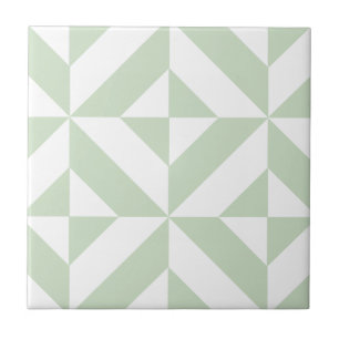 Sage Green Geometric Deco Cube Pattern Tile