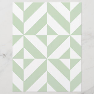 Sage Green Geometric Deco Cube Scrapbook Paper