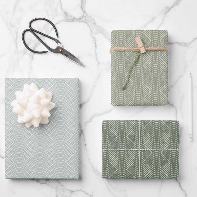 Sage Green Geometric modern pattern Wrapping Paper Sheet (Front)