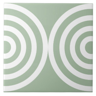 Sage Green Geometric Pattern Mid Century Modern Tile