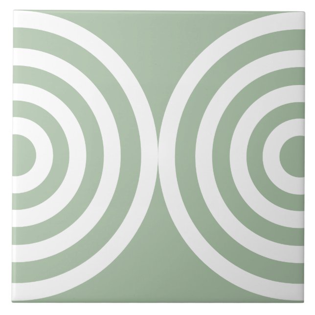 Sage Green Geometric Pattern Mid Century Modern Tile (Front)