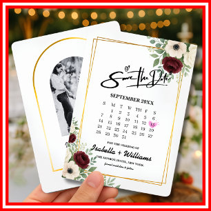 Sage Green Geometry Calendar Wedding Save The Date Enclosure Card