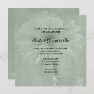 Sage Green Gerber Daisy Engagement Party Invitation