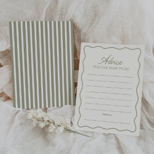 Sage Green Gingham Baby Shower Advice Card