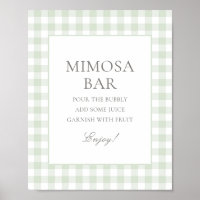 Sage Green Gingham Baby Shower Mimosa Bar