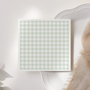 Sage Green Gingham Baby Shower Napkin