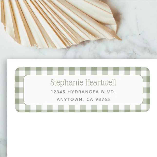 Sage Green Gingham Baby Shower Return Address (Creator Uploaded)
