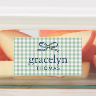 Sage Green Gingham Bow Monogram
