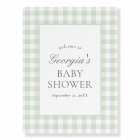 Sage Green Gingham Boy Baby Shower Welcome Sign