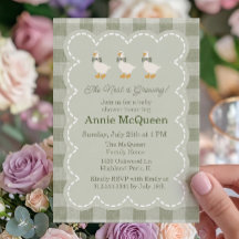 Sage Green Gingham Buffalo Check Goose Baby Shower