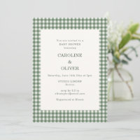 Sage Green Gingham Check Plaid Couples Baby Shower