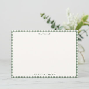 Sage Green Gingham Check Plaid Retro Baby Shower Thank You Card