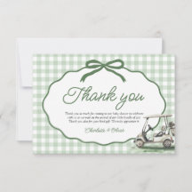 Sage Green Gingham Frame Bow Golf New to the Club