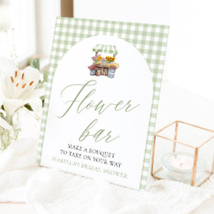 Sage Green Gingham Fresh Off The Market Flower Bar Pedestal Sign
