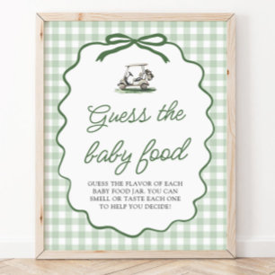 Sage Green Gingham Golf Guess the Baby Food Game Poster