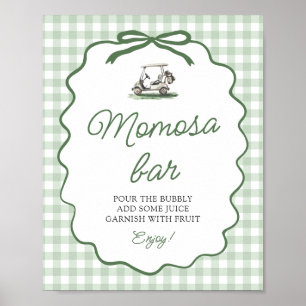 Sage Green Gingham Golf Momosa Bar Baby Shower Poster