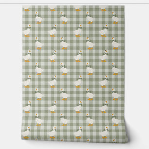 Sage Green Gingham Goose Buffalo Check Nursery Wal Wallpaper