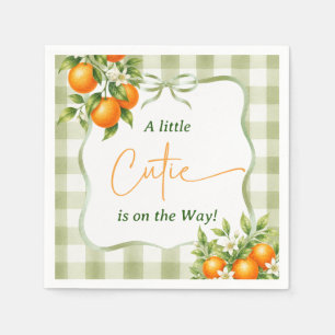 Sage Green Gingham Little Cutie Baby Shower Napkin