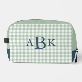 Sage Green Gingham Monogrammed Dopp Kit