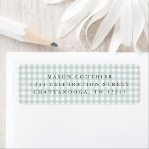 Sage Green Gingham Pattern Return Address