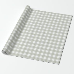 Sage Green Gingham Pattern Wrapping Paper