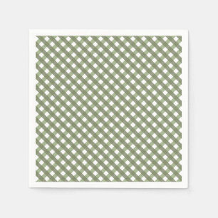 Sage Green Gingham Patterned  Napkin