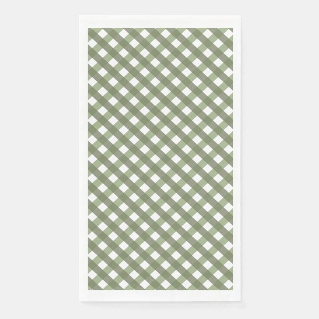 Sage Green Gingham Patterned   Napkin (Front)