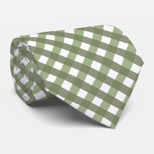 Sage Green Gingham Patterned Neck Tie