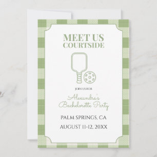 Sage Green Gingham Pickleball Bachelorette Invitation