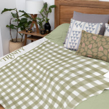 Sage Green Gingham Plaid Personalised