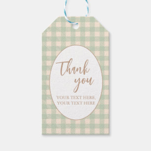 Sage green gingham plaid preppy Farmer Market Gift Tags