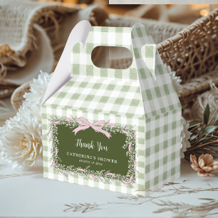 Sage Green Gingham Silly Goose Baby Shower Favour Box