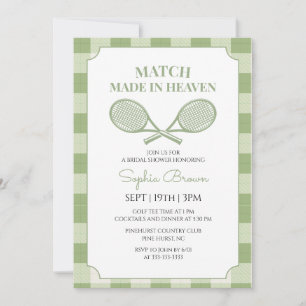 Sage Green Gingham Tennis Bridal Shower Invitation