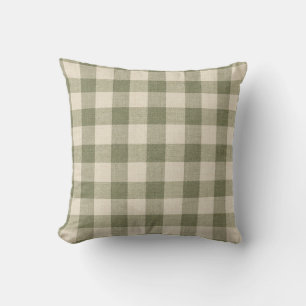 Sage Green Gingham Throw Pillow