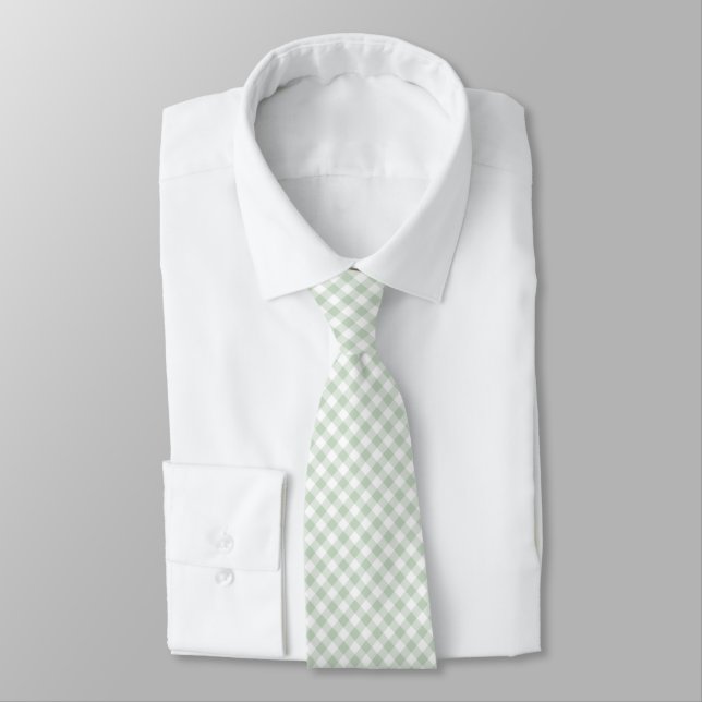 Sage Green Gingham Tie (Tied)