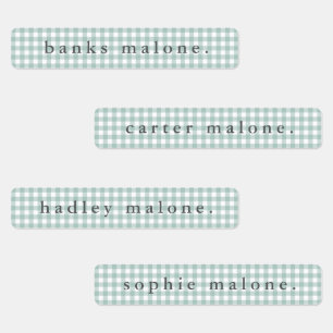 Sage Green Gingham Waterproof Name