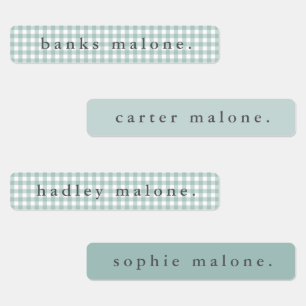 Sage Green Gingham Waterproof Name