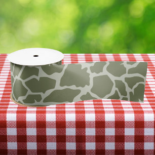 Sage Green Giraffe Print Satin Ribbon