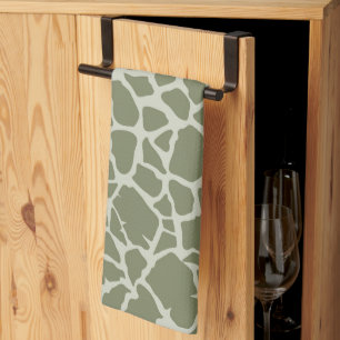 Sage Green Giraffe Print Tea Towel
