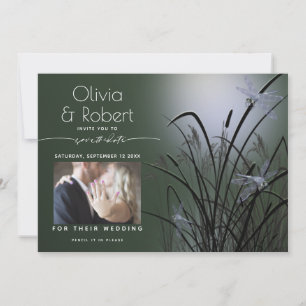 Sage Green Glow Save the Date  Moonlight Dragonfly Invitation