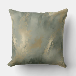 Sage Green Gold Abstract Cushion