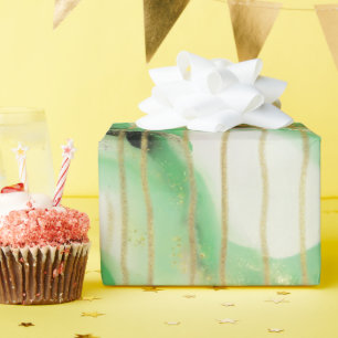 Sage Green Gold Abstract Stripes Wrapping Paper