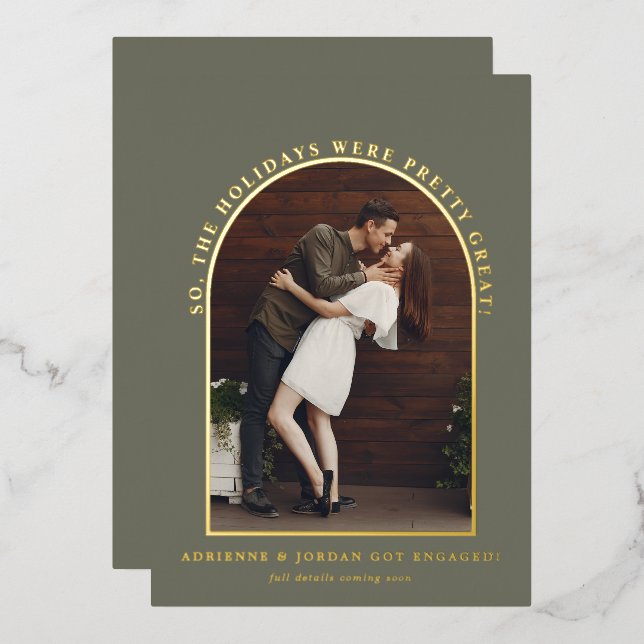 Sage Green Gold Arch Photo Engagement (Front/Back)