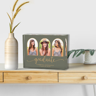 Sage Green Gold Arch Photo Graduation Block