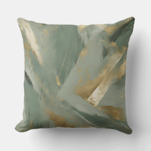 Sage Green Gold Beige Colour Abstract Cushion